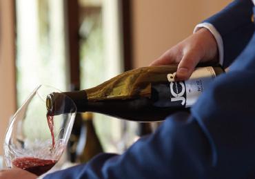 Pouring wine into a glass